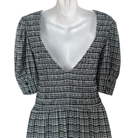 Ganni women’s stretch sheersucker smocked maxi dress size 36 black - Picture 5 of 9